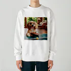 mitsu0123456の可愛い卓球犬 Heavyweight Crew Neck Sweatshirt