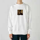 pinoko4143の絵画をバックにたたずむ黒猫 Heavyweight Crew Neck Sweatshirt