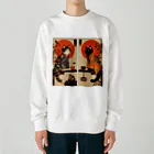 あずきば-あたりの着物猫シリーズ Heavyweight Crew Neck Sweatshirt