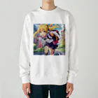 アニメ好きの野生味溢れる店J JK専門店の元気はつらつな、金髪ポニーテールJK Heavyweight Crew Neck Sweatshirt