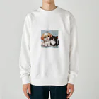 ワンコとにゃんちゃんズのシーズーと白黒にゃんこ Heavyweight Crew Neck Sweatshirt