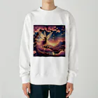 風光と妖精の桜と光の妖精 Heavyweight Crew Neck Sweatshirt