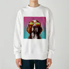 AQUAMETAVERSEのサングラスをかけた、かわいい犬 Marsa 106 Heavyweight Crew Neck Sweatshirt