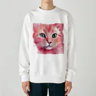 キャツアイのピンクの猫ちゃんやで Heavyweight Crew Neck Sweatshirt