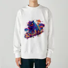 kyaffe4uのネコゴジラ Heavyweight Crew Neck Sweatshirt