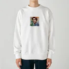 メアリーの女性の驚きの表情が何かを見つめる Heavyweight Crew Neck Sweatshirt