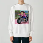 レブルおばさんのぽっちゃりおばちゃんライダー Heavyweight Crew Neck Sweatshirt