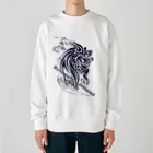 Licca's LickのRyukyu traditional シーサー(絣柄　波) Heavyweight Crew Neck Sweatshirt