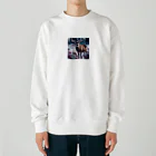 colaman0201の赤花のトナカイ Heavyweight Crew Neck Sweatshirt