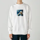 りんりんの可愛いシロクマちゃんショップ　かわいいよ！のボールを守っている白熊 Heavyweight Crew Neck Sweatshirt