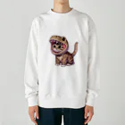 IloveCatの子猫がティラノサウルスのフードを被っている Heavyweight Crew Neck Sweatshirt