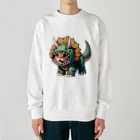 IloveCatのトリケラトプスのフードを被った子猫 Heavyweight Crew Neck Sweatshirt