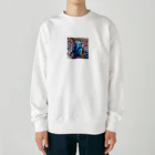 にっくすSTOREの人ごみで押されたり、ぶつけられる青いゾウ Heavyweight Crew Neck Sweatshirt