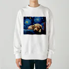 Dog Art Museumの【星降る夜 - ラブラドールレトリバー犬の子犬 No.1】 Heavyweight Crew Neck Sweatshirt