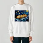 Dog Art Museumの【星降る夜 - ポメラニアン犬の子犬 No.3】 Heavyweight Crew Neck Sweatshirt