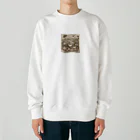 レトロゲームイラストの西洋風動物達のお茶会 Heavyweight Crew Neck Sweatshirt