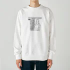 猫集めの爽やかな女性が描かれた線画 Heavyweight Crew Neck Sweatshirt