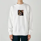 oz-chanの何かしようとしてる猫 Heavyweight Crew Neck Sweatshirt