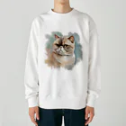 yae_8の猫　ストリートアート風 Heavyweight Crew Neck Sweatshirt