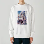 巫女スタぐらむの日本刀をもった美少女 Heavyweight Crew Neck Sweatshirt