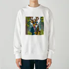 ぱぴぷSHOPのサックスを吹くシカ Heavyweight Crew Neck Sweatshirt