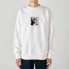 獣医学生の高橋さんの斜め上を見る猫 Heavyweight Crew Neck Sweatshirt