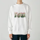 きまぐれ更新ゆるかわイラスト屋さんのピンクと白のチューリップ Heavyweight Crew Neck Sweatshirt