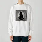 動物デザイングッズの黒猫 Heavyweight Crew Neck Sweatshirt