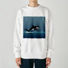 asuto_20のドット絵のシャチ Heavyweight Crew Neck Sweatshirt