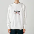 DEGOWASUの猫ちゃんのティータイム Heavyweight Crew Neck Sweatshirt