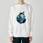 amecatsの地球と黒猫 Heavyweight Crew Neck Sweatshirt