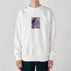 no_mi_Ke08のメガネの可愛い女の子のキャラクター Heavyweight Crew Neck Sweatshirt