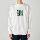 samkorのティラノサウルスのサマーバケーション Heavyweight Crew Neck Sweatshirt