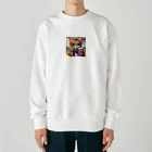 キュート＆クールのメガネのニャンコ３D・学校ver② Heavyweight Crew Neck Sweatshirt