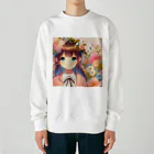 ピクセルパレットの可愛い女の子とお花10 Heavyweight Crew Neck Sweatshirt