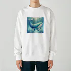 わくわく海の雑貨屋のほのぼのクジラの親子 Heavyweight Crew Neck Sweatshirt