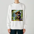 いつでもどこでもヒョウモントカゲモドキくんの探検家のヒョウモントカゲモドキ Heavyweight Crew Neck Sweatshirt