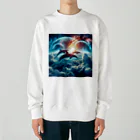 Mangetu2024の宇宙海（イルカ） Heavyweight Crew Neck Sweatshirt