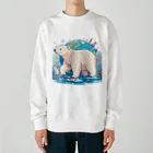 れいのホッキョクグマの冒険：地球を背景に未来へ進む姿 Heavyweight Crew Neck Sweatshirt