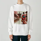 yuchijapanの京都を歩く着物美人イラスト Heavyweight Crew Neck Sweatshirt