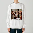 どさんこびより日和のマッスル猫 Heavyweight Crew Neck Sweatshirt