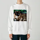 青い猫の青葉 Heavyweight Crew Neck Sweatshirt