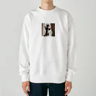 DQ9 TENSIのカーテンと遊ぶ愛らしい猫ちゃん Heavyweight Crew Neck Sweatshirt