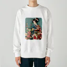 MistyStarkの着物女性の切り絵アート　―　Kimono woman paper-cutting art　ー Heavyweight Crew Neck Sweatshirt