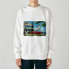 MistyStarkの赤いコルベットと海辺の家　－　red corvette and seaside house　－ Heavyweight Crew Neck Sweatshirt