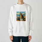 peace2024の海辺の仕事猫 Heavyweight Crew Neck Sweatshirt