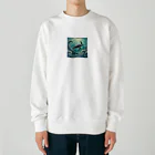 海の幸のウミガメと水流 Heavyweight Crew Neck Sweatshirt