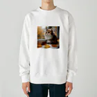 癒しの時間のかわいい三毛猫グッズ Heavyweight Crew Neck Sweatshirt