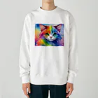 山田綾の虹色ネコちゃん Heavyweight Crew Neck Sweatshirt