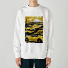 JapanCarStyleの黄色いスポーツカーと日本の風景2 Heavyweight Crew Neck Sweatshirt